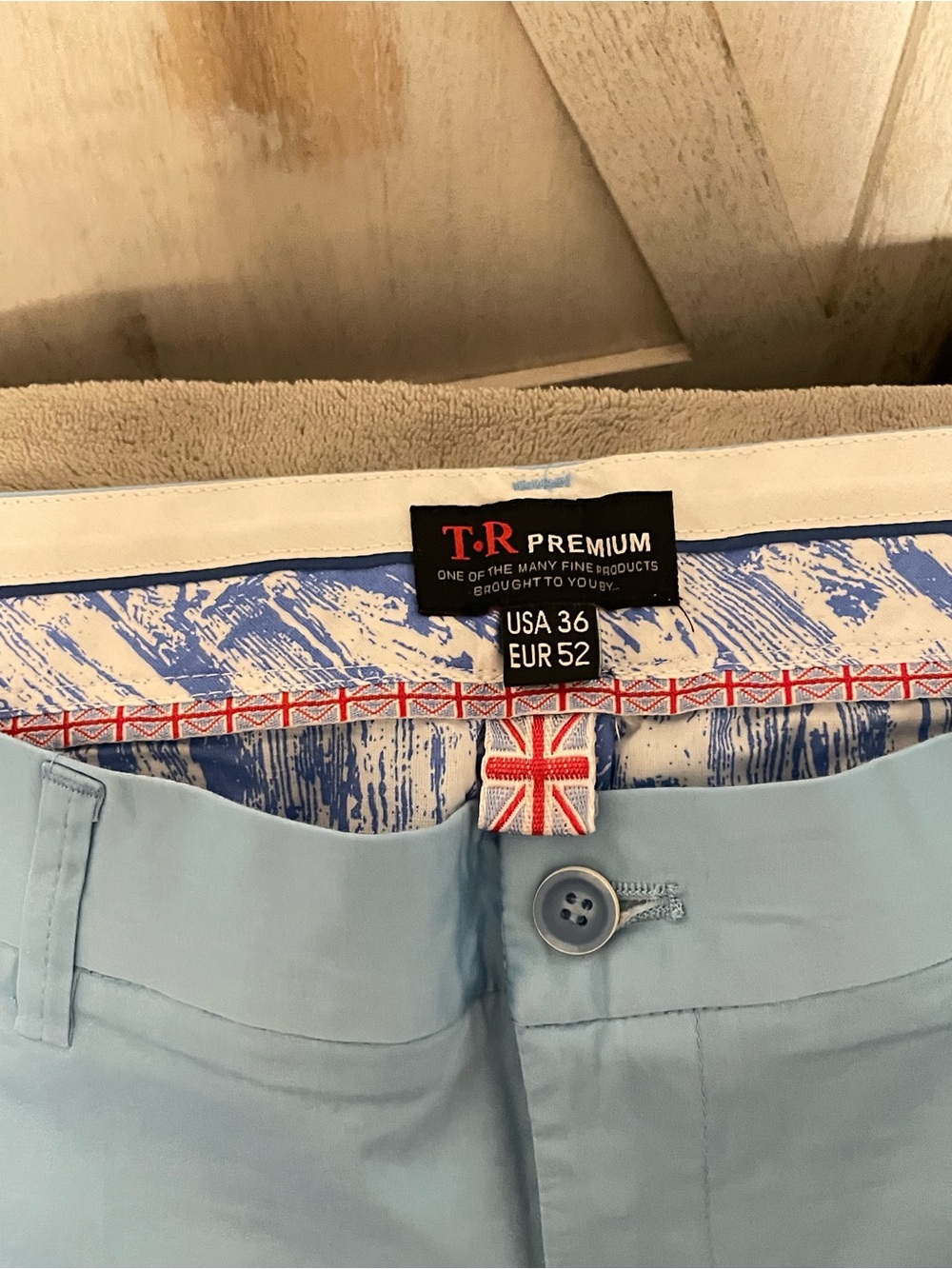 Men's Sky Blue Chino Pants - Picture 3 of 4